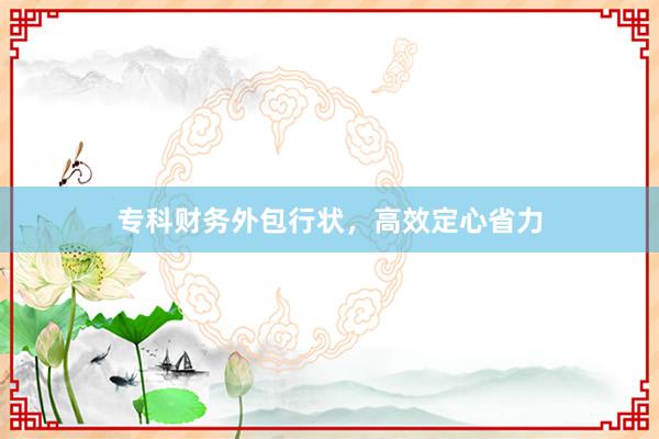 专科财务外包行状，高效定心省力